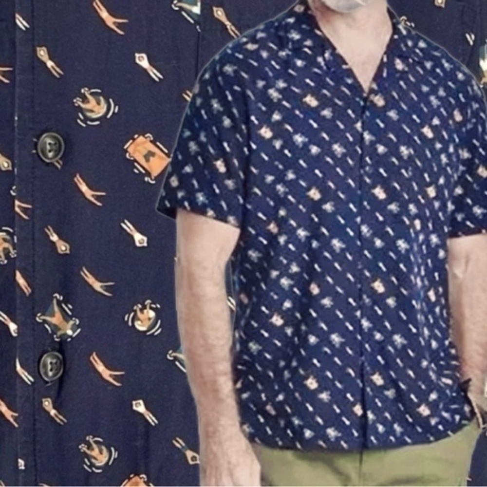 Goodfellow & Co Vintage Men’s Pool Party Short Sleeve Button Down Shirt Large